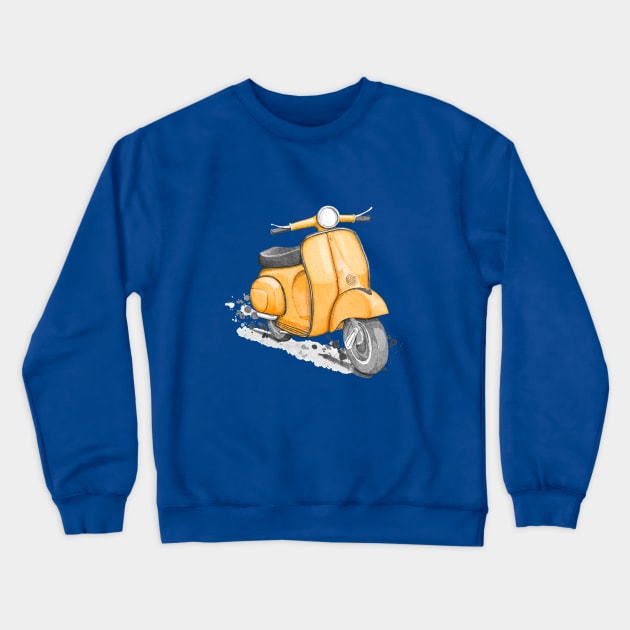 Yellow classic vintage scooter. Crewneck Sweatshirt by Magic Mouse Illustration